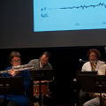 Ensemble SuperMusique (ESM) (de gauche à droite: Corinne René; Lori Freedman; Nicolas Caloia; Pierre-Yves Martel) [Photo: Graham Ord, Montréal (Québec), 1 février 2014]