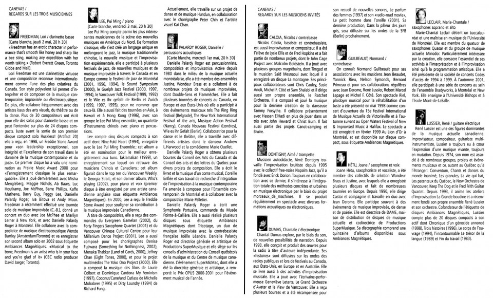 Montage des pages 6 et 7 du programme de l’événement Canevas