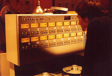 Patrick Ascione during the composition of Espaces-paradoxes, first 16 real tracks work at GRM’s Studio 116-A [Photo: Dominique Navet, Paris (France), 1988]