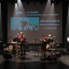 Ensemble SuperMusique (ESM) / Ensemble SuperMusique: Les affluents, Amphithéâtre – Le Gesù, Montréal (Québec) [Photograph: Céline Côté, Montréal (Québec), October 1, 2020]