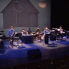 Ensemble SuperMusique (ESM) during the concert of “Nouvelle musique d’hiver” by Joane Hétu at the Musée d’art contemporain de Montréal [Photograph: Luc Beauchemin, Montréal (Québec), March 6, 2003]