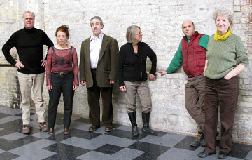 Ensemble SuperMusique (ESM) (de gauche à droite: Pierre Tanguay; Joane Hétu; Jean Derome; Diane Labrosse; Martin Tétreault; Danielle Palardy Roger) [Photo: Céline Côté, 14 février 2013]
