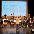 Ensemble SuperMusique (ESM) during the public workshop, under the direction of Jean Derome [Photograph: Céline Côté, Montréal (Québec), May 7, 2017]