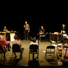 The Ensemble SuperMusique (ESM) participates in the public workshop given by Christopher Williams [Photograph: Céline Côté, Montréal (Québec), November 25, 2018]