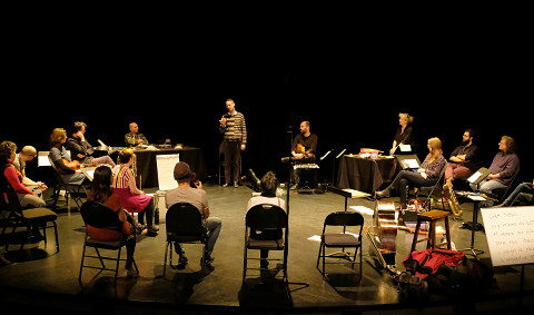The Ensemble SuperMusique (ESM) participates in the public workshop given by Christopher Williams [Photograph: Céline Côté, Montréal (Québec), November 25, 2018]