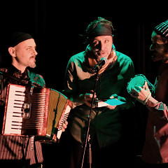 Ensemble SuperMusique (ESM): from left to right: Luzio Altobelli, Michel F Côté, Noam Bierstone [Photograph: Céline Côté, Montréal (Québec), May 3, 2023]