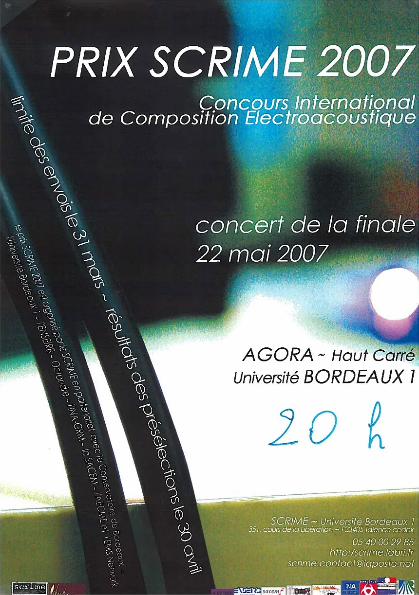 Prix SCRIME 2007, Bordeaux (Gironde, France), Mardi 22 mai 2007