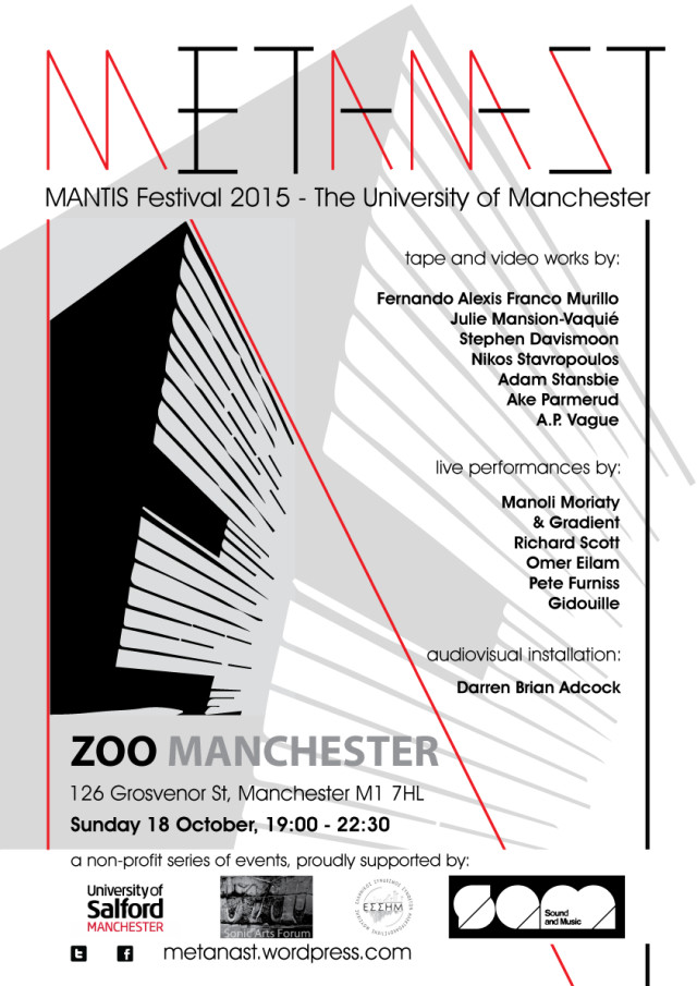 MANTIS Fall Festival 2015: Concert 4: Techno-Logical Extensions, Zoo Manchester, Manchester (England, UK), Sunday, October 18, 2015