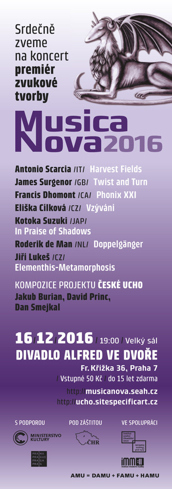 Koncert Musica Nova 2016, Divadlo Alfred ve dvoře, Prague (République tchèque), Vendredi 16 décembre 2016