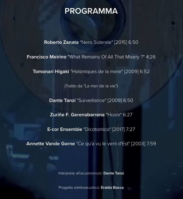 Festival Musica e Suoni 2018: Concerto di musica acusmatica, Palazzo Roderio, Sarzana (Italie), Samedi 5 mai 2018