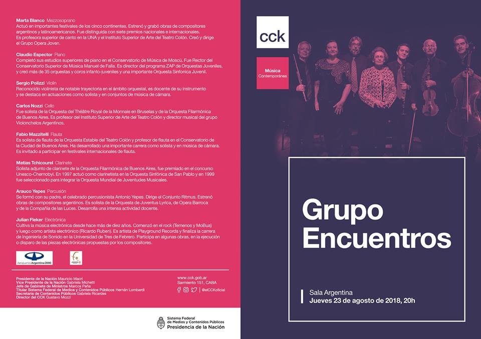 Grupo Encuentros, Centro Cultural Néstor Kirchner, Buenos Aires (Argentine), Jeudi 23 août 2018