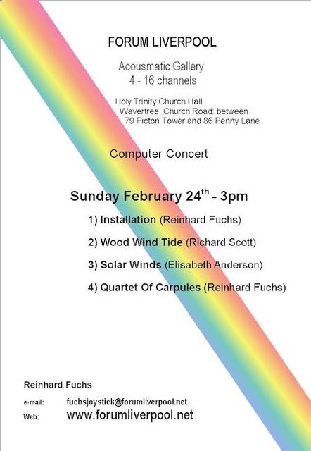 Computer Concert, Holy Trinity Church Hall, Liverpool (Angleterre, RU), dimanche 24 février 2019