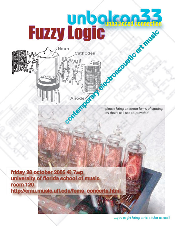 UnBalanced Connection 33: Fuzzy Logic, MUB 120 – Music Building – University of Florida, Gainesville (Florida, USA), Friday, October 28, 2005