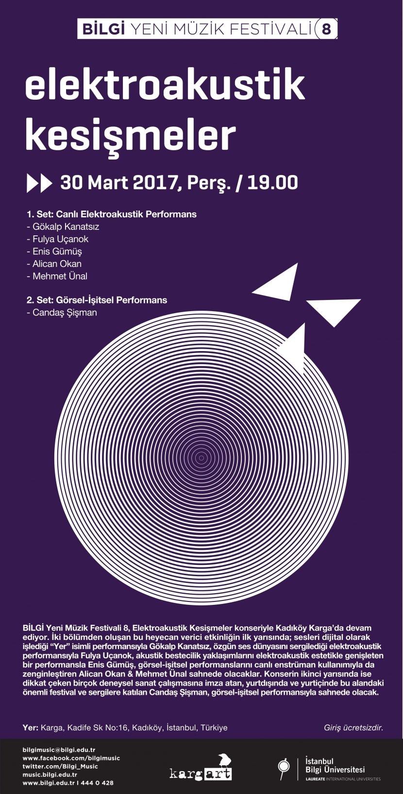 Bilgi Yeni Müzik Festivali 2017: Elektroakustik Kesişmeler, Karga, Istanbul (Türkiye), Thursday, March 30, 2017