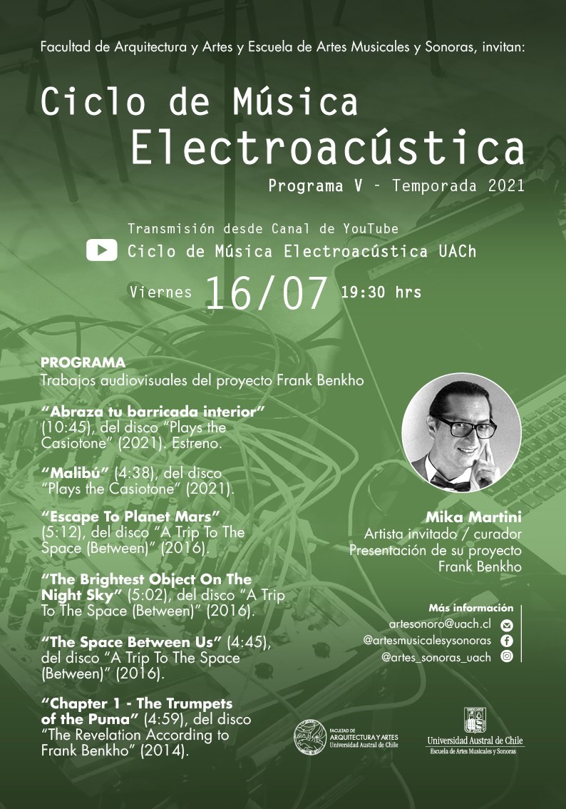 Ciclo de Música Electroacústica UACh: Programa V, Valdivia (Chili), Vendredi 16 juillet 2021