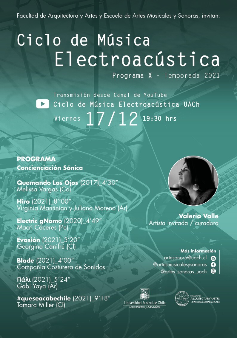 Ciclo de Música Electroacústica UACh: Programa X, Valdivia (Chili), Vendredi 17 décembre 2021