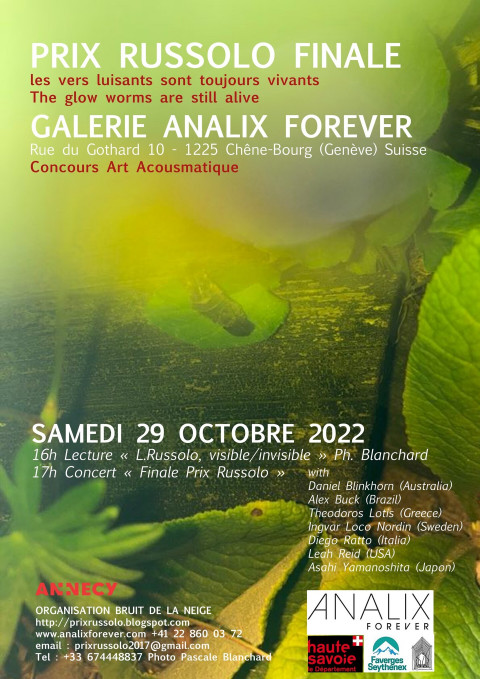Prix Russolo 2022: Concert, Galerie Analix Forever, Chêne-Bourg (Suisse), samedi 29 octobre 2022