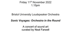 Sonic Voyages: Orchestra in the Round, Victoria Rooms – Department of Music – Bristol University, Bristol (Angleterre, RU), vendredi 11 novembre 2022