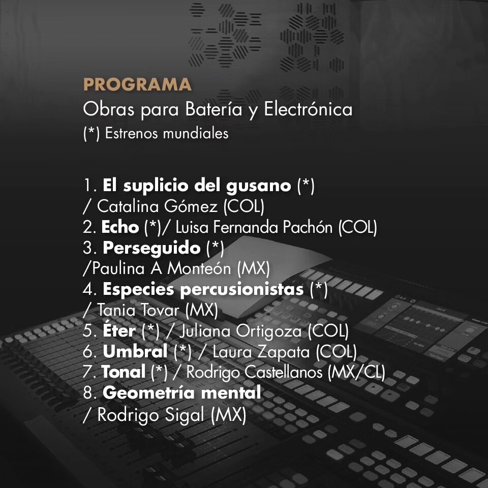 Ciclo de Música Electroacústica UACh: Programa IV — Obras para Bateriá y Electrónica, Laboratorio de Imagen y Sonido (LIS) – Facultad de Arquitectura y Artes – Campus Cultural Isla Teja – UACh, Valdivia (Chile), Friday, September 13, 2024