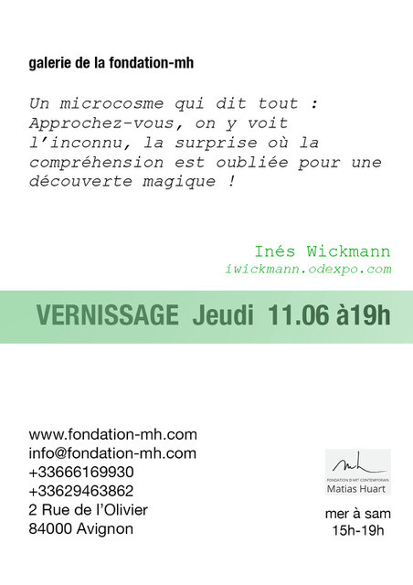 Inés Wickmann — Le son du silence, Fondation mh, Avignon (Vaucluse, France), Thursday, June 11  – Saturday, July 11, 2026