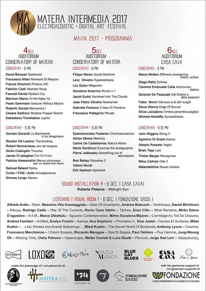 MA/IN 2017, Matera (Italy), December 1  – 6, 2017