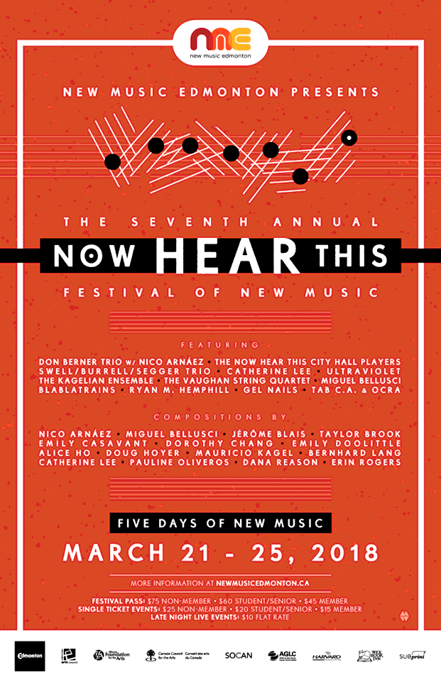 Now Hear This 2018, Edmonton (Alberta, Canada), 21 – 25 mars 2018