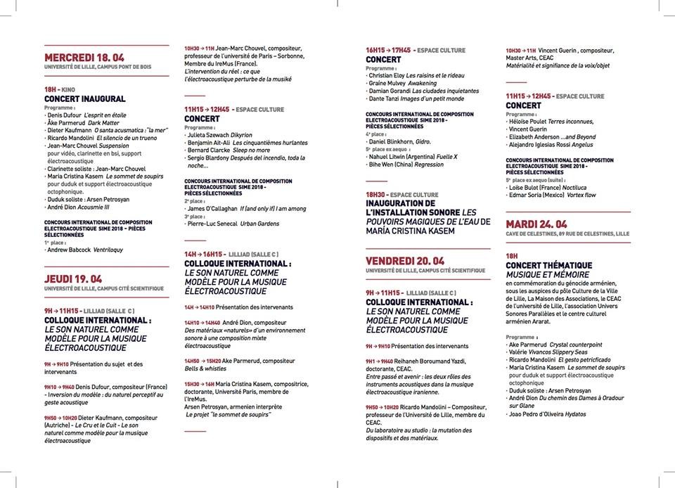 SIME 2018, Villeneuve d’Ascq (Nord, France), 18 – 24 avril 2018