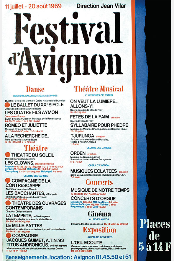 Festival d’Avignon 1969, Avignon (Vaucluse, France), 11 juillet – 20 août 1969