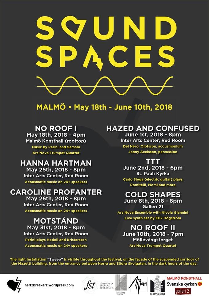 Sound Spaces 2018, Malmö (Suède), 18 mai – 10 juin 2018