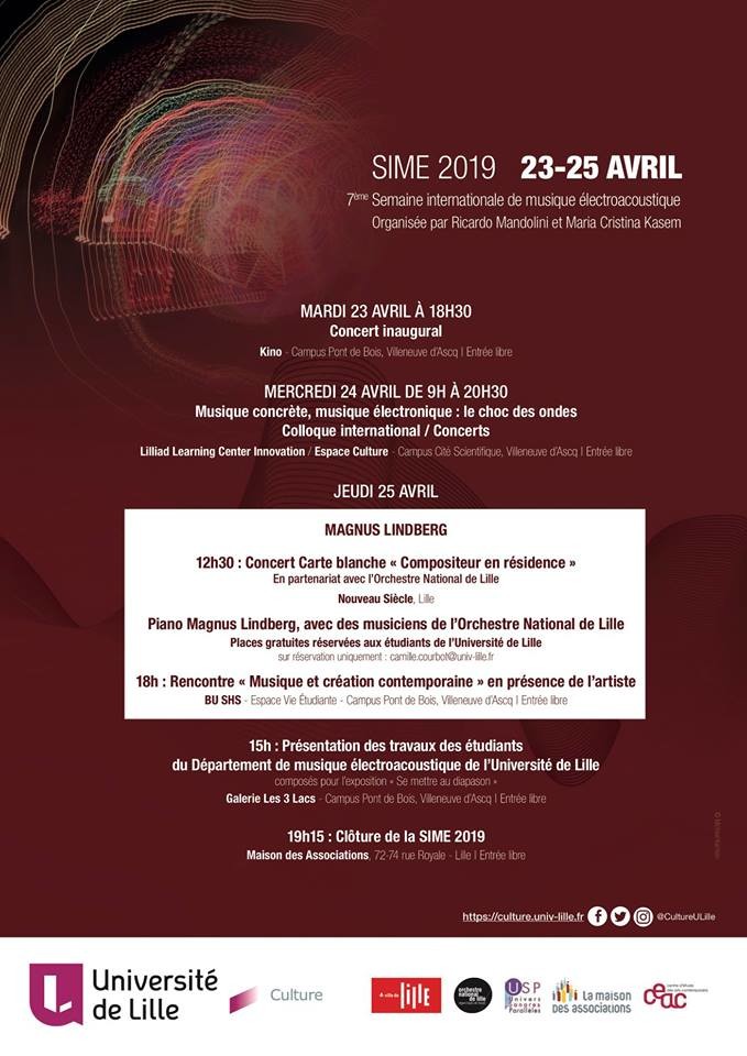 SIME 2019, Villeneuve d’Ascq (Nord, France), 23 – 25 avril 2019