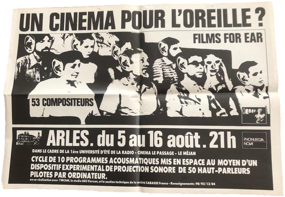 Un cinéma pour l’oreille?, Arles (Bouches-du-Rhône, France), 5 – 16 août 1986
