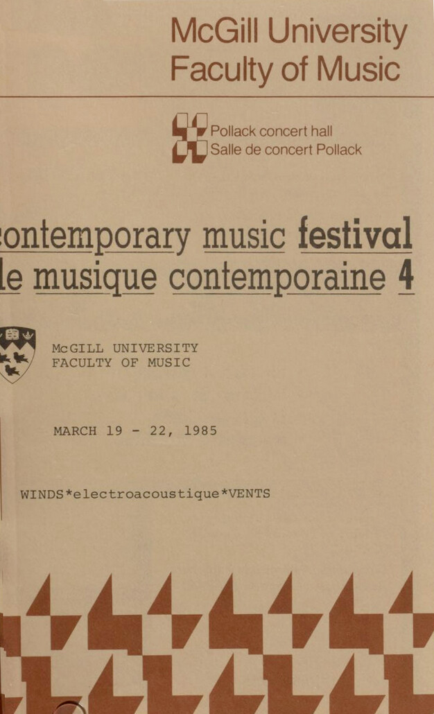 Winds * électroacoutique * Vents, Montréal (Québec), March 19  – 22, 1985
