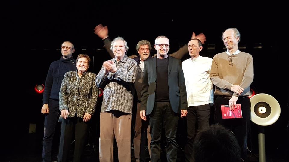 François Donato, Annette Vande Gorne, Gilles Racot, Daniel Teruggi, Christian Zanési, Bertrand Dubedout, Bernard Fort / Multiphonies 2017-18: Trajectoire 1: Compagnons de route, Auditorium Saint-Germain – MPAA, Paris (France) [Photo: Jean-François Courtines, Paris (France), 26 janvier 2018]