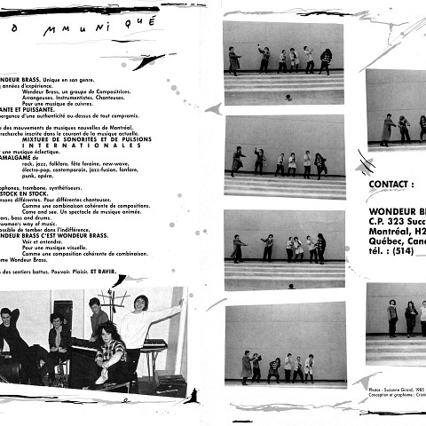 Montage des pages 5 et 6 du dépliant de 6 pages [Image: Christine Lajeunesse, conception; Suzanne Girard, 1985]