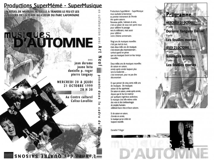 Montage des pages 1 et 3 du programme de «Musiques d’Automne» [14 × 21.6 cm]