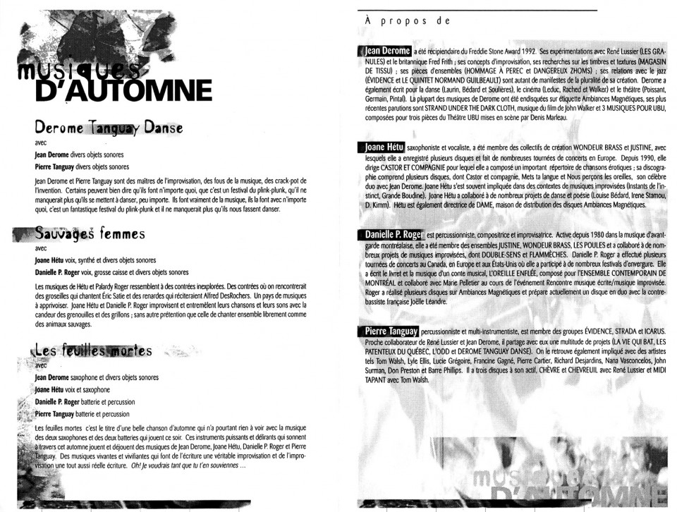 Montage des pages 4 et 5 du programme de «Musiques d’Automne»