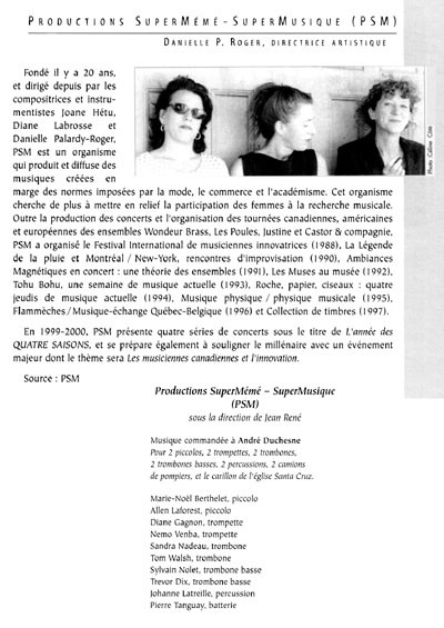 Extrait du programme officiel de la Symphonie du Millénaire