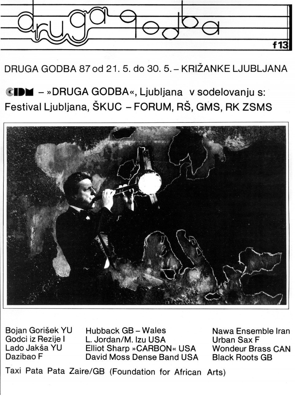 Page couverture du programme du festival Druga Godba