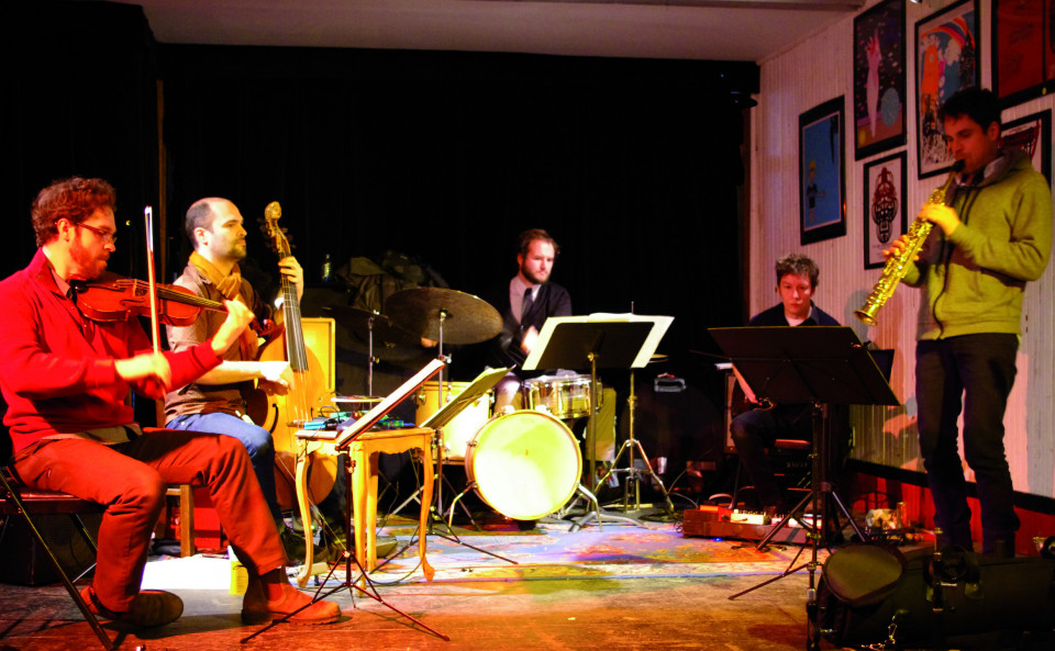 Joshua Zubot, Pierre-Yves Martel, Isaiah Ceccarelli, Bernard Falaise,  [Photo: Élisabeth Alice Coutu, Montréal (Québec), 25 février 2013]