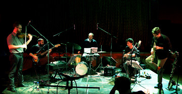 Quartetski (left to right: Joshua Zubot, Pierre-Yves Martel, Isaiah Ceccarelli, Bernard Falaise, ) [Photo: Robin Pineda Gould, Montréal (Québec), November 4, 2014]