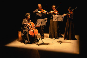 Bozzini Quartet / Also pictured: Isabelle Bozzini, Clemens Merkel, Stéphanie Bozzini, Alissa Cheung [Photo: Raphael Thibodeau, January 25, 2019]