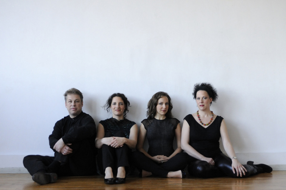 Bozzini Quartet / Also pictured: Clemens Merkel, Stéphanie Bozzini, Mira Benjamin, Isabelle Bozzini [Photograph: Michael Slobodian, Montréal (Québec), 2011]