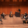 Bozzini Quartet, Les Boréades / Montréal / Nouvelles Musiques 2021: Lachrimæ, Salle Pierre-Mercure – Centre Pierre-Péladeau, Montréal (Québec) [Photograph: Jérôme Bertrand, Montréal (Québec), February 21, 2021]
